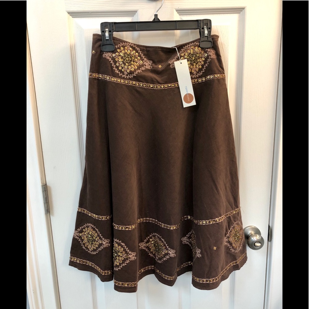 Coco & Tashi Boho Embroidered Midi Skirt Small NEW
